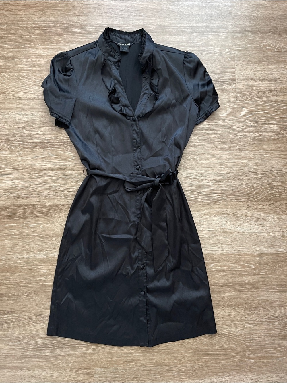 Guess Jeans Vintage Satin Ruffle Mini Dress